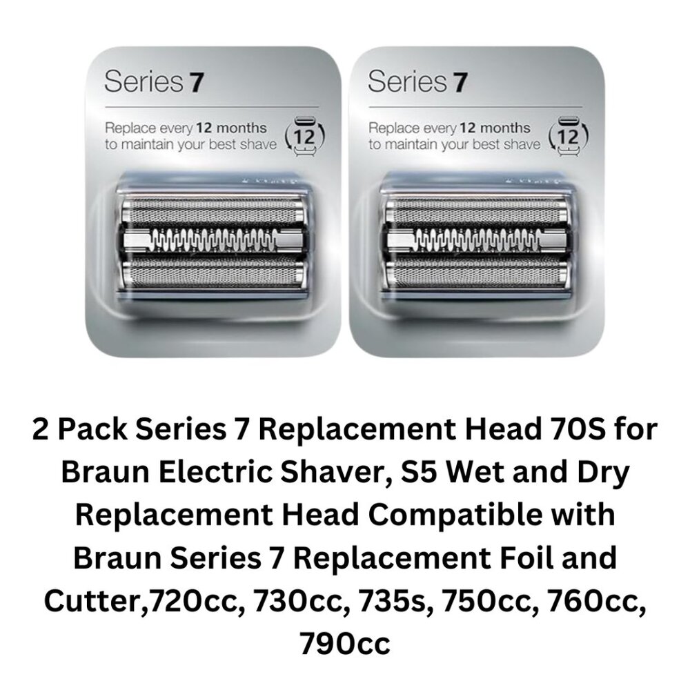 Series 7 Replacement Head 70S for Braun Electric Shaver, S5 Wet and Dry NEW NWT
